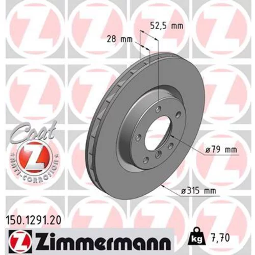 Brzdový kotúč ZIMMERMANN 150.1291.20