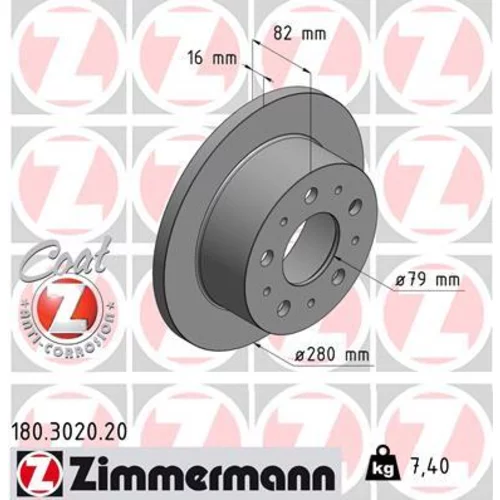 Brzdový kotúč ZIMMERMANN 180.3020.20