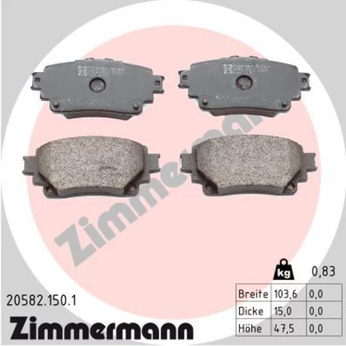 Sada brzdových platničiek kotúčovej brzdy ZIMMERMANN 20582.150.1