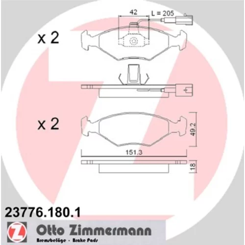 Sada brzdových platničiek kotúčovej brzdy ZIMMERMANN 23776.180.1