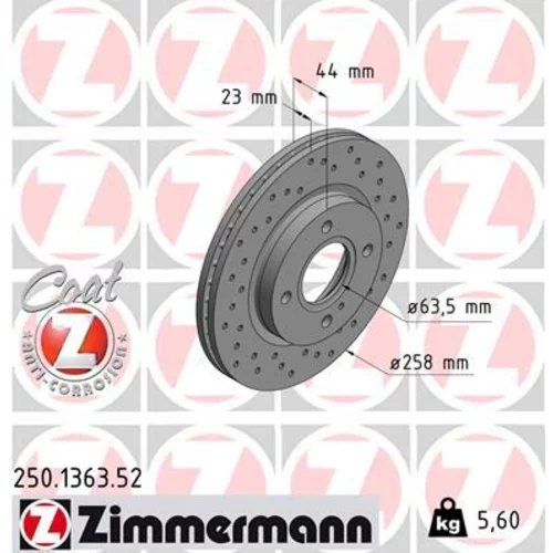 Brzdový kotúč ZIMMERMANN 250.1363.52