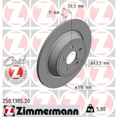 Brzdový kotúč ZIMMERMANN 250.1385.20