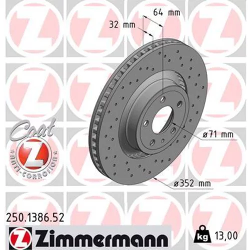 Brzdový kotúč ZIMMERMANN 250.1386.52