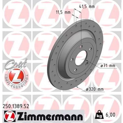 Brzdový kotúč ZIMMERMANN 250.1389.52