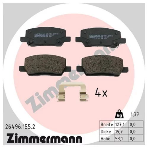 Sada brzdových platničiek kotúčovej brzdy ZIMMERMANN 26496.155.2