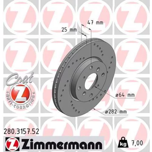 Brzdový kotúč ZIMMERMANN 280.3157.52