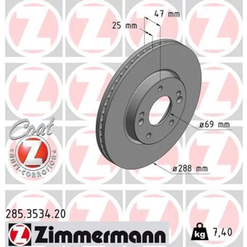 Brzdový kotúč ZIMMERMANN 285.3534.20