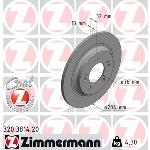 Brzdový kotúč ZIMMERMANN 320.3814.20