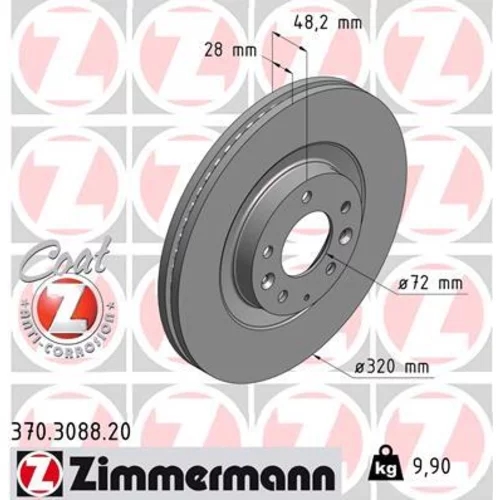 Brzdový kotúč ZIMMERMANN 370.3088.20