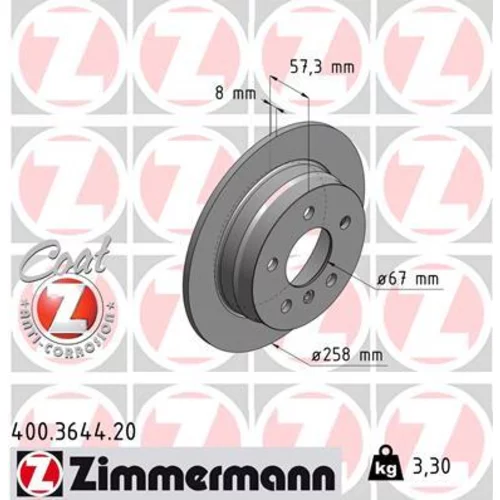 Brzdový kotúč ZIMMERMANN 400.3644.20