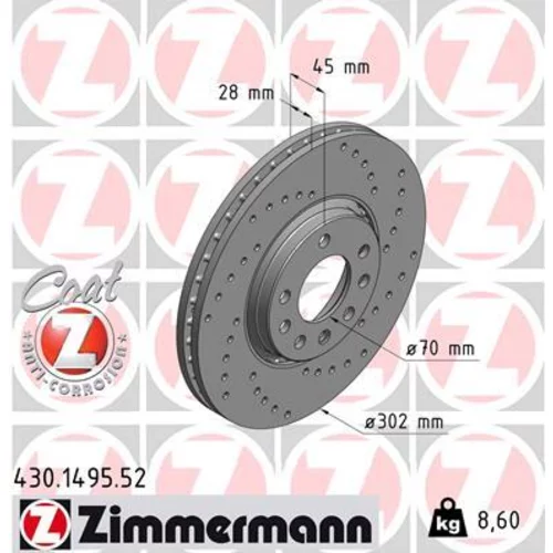 Brzdový kotúč ZIMMERMANN 430.1495.52