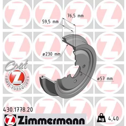 Brzdový bubon ZIMMERMANN 430.1778.20