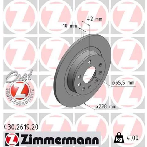 Brzdový kotúč ZIMMERMANN 430.2619.20