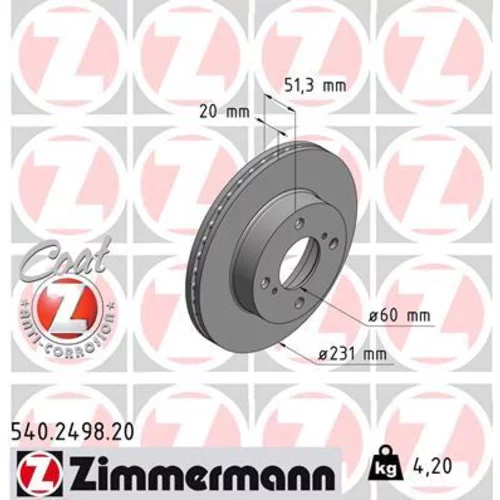 Brzdový kotúč ZIMMERMANN 540.2498.20