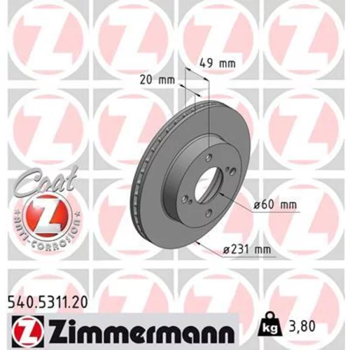 Brzdový kotúč ZIMMERMANN 540.5311.20