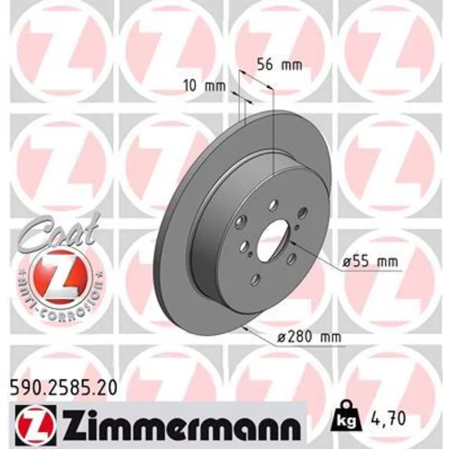 Brzdový kotúč ZIMMERMANN 590.2585.20