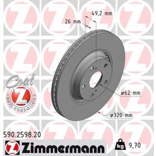 Brzdový kotúč ZIMMERMANN 590.2598.20