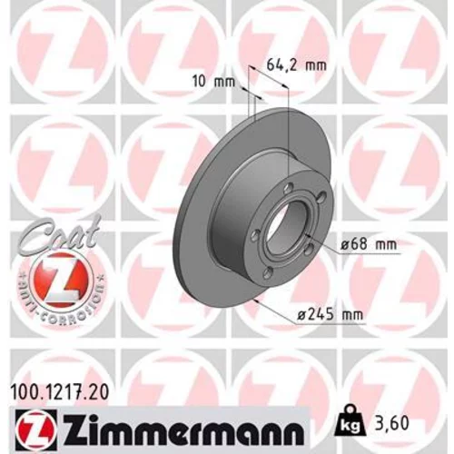 Brzdový kotúč ZIMMERMANN 100.1217.20