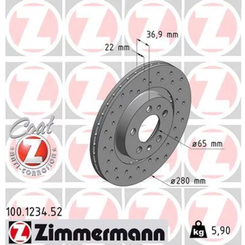 Brzdový kotúč ZIMMERMANN 100.1234.52