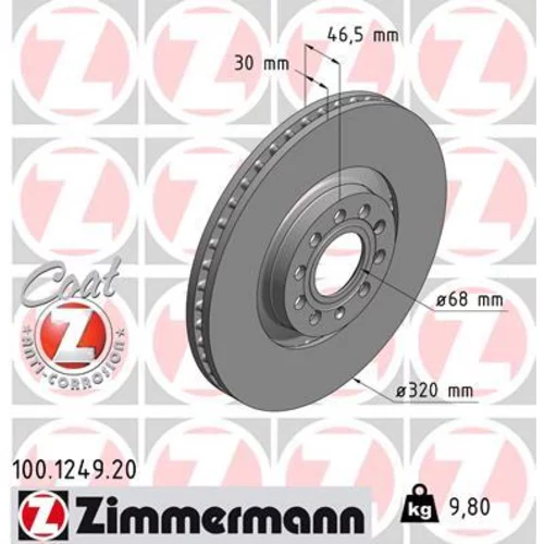 Brzdový kotúč ZIMMERMANN 100.1249.20