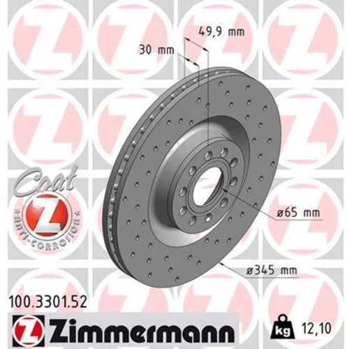 Brzdový kotúč ZIMMERMANN 100.3301.52