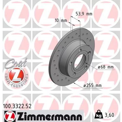 Brzdový kotúč ZIMMERMANN 100.3322.52