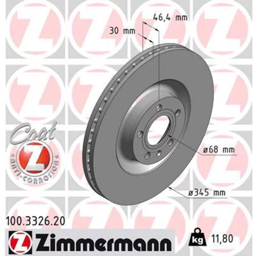 Brzdový kotúč ZIMMERMANN 100.3326.20