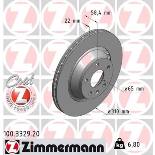 Brzdový kotúč ZIMMERMANN 100.3329.20