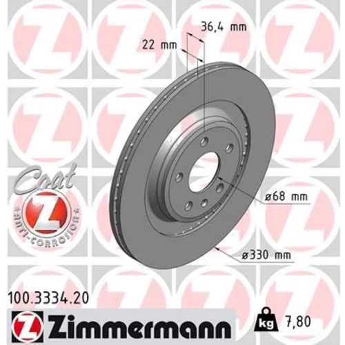 Brzdový kotúč ZIMMERMANN 100.3334.20