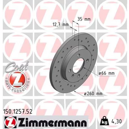 Brzdový kotúč ZIMMERMANN 150.1257.52