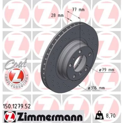 Brzdový kotúč ZIMMERMANN 150.1279.52