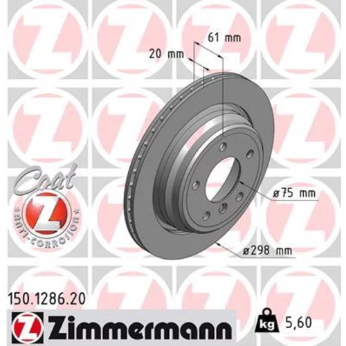 Brzdový kotúč ZIMMERMANN 150.1286.20