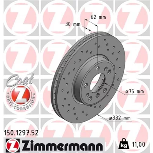 Brzdový kotúč ZIMMERMANN 150.1297.52