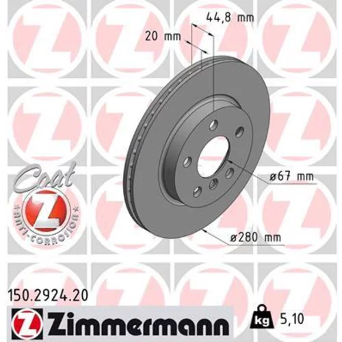 Brzdový kotúč ZIMMERMANN 150.2924.20