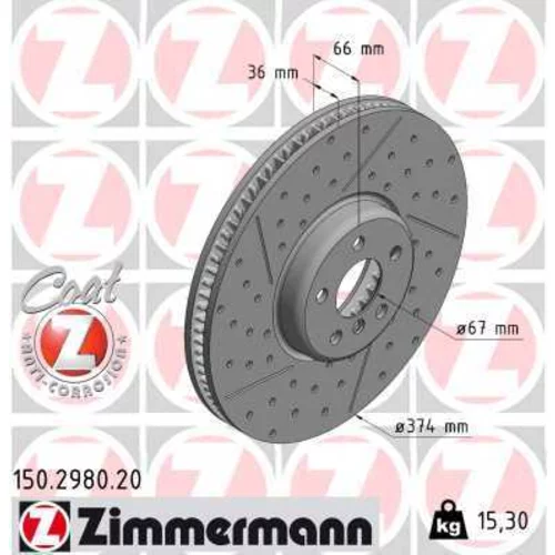 Brzdový kotúč ZIMMERMANN 150.2980.20