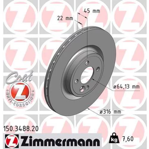 Brzdový kotúč ZIMMERMANN 150.3488.20