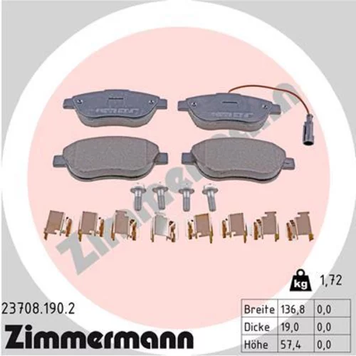 Sada brzdových platničiek kotúčovej brzdy ZIMMERMANN 23708.190.2