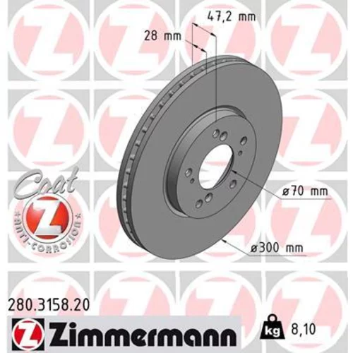 Brzdový kotúč 280.3158.20 /Zimmermann/