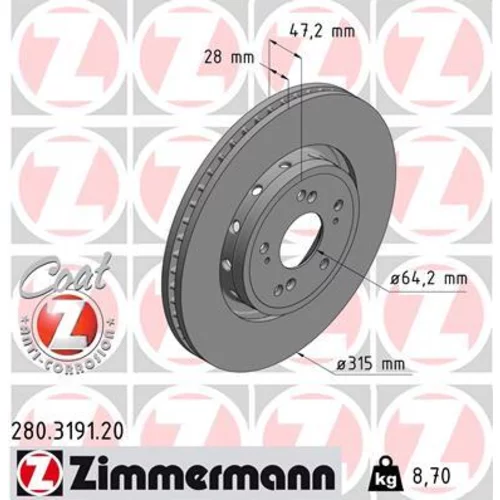 Brzdový kotúč ZIMMERMANN 280.3191.20