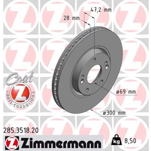 Brzdový kotúč ZIMMERMANN 285.3518.20