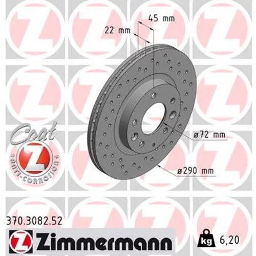 Brzdový kotúč ZIMMERMANN 370.3082.52