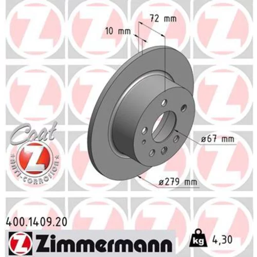 Brzdový kotúč ZIMMERMANN 400.1409.20