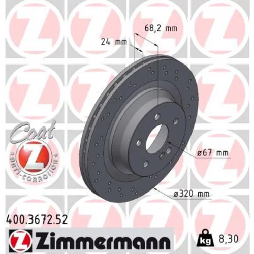 Brzdový kotúč ZIMMERMANN 400.3672.52