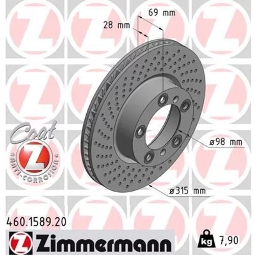 Brzdový kotúč ZIMMERMANN 460.1589.20