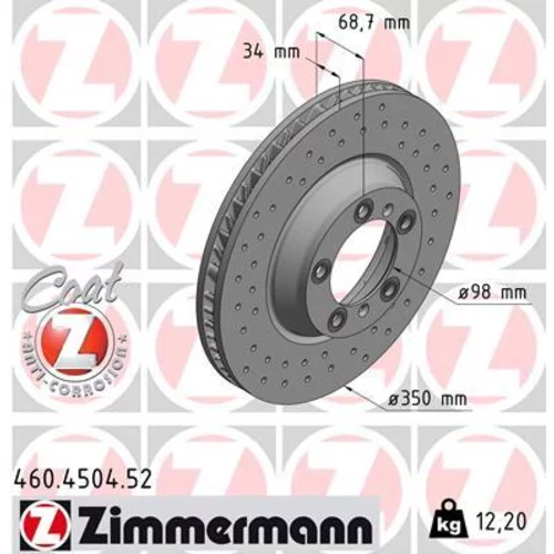 Brzdový kotúč ZIMMERMANN 460.4504.52