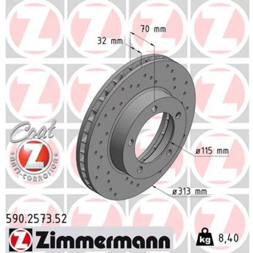 Brzdový kotúč ZIMMERMANN 590.2573.52