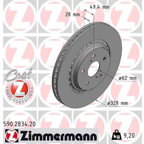 Brzdový kotúč ZIMMERMANN 590.2834.20