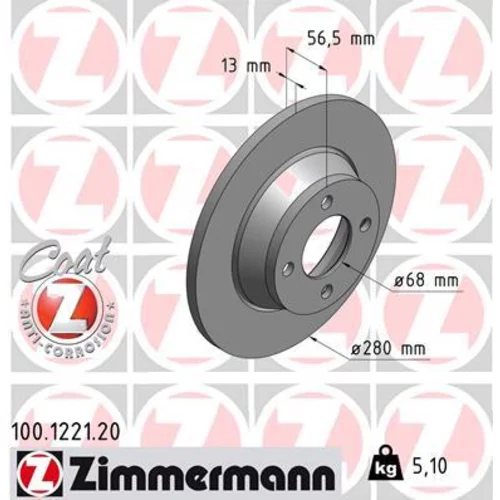 Brzdový kotúč ZIMMERMANN 100.1221.20