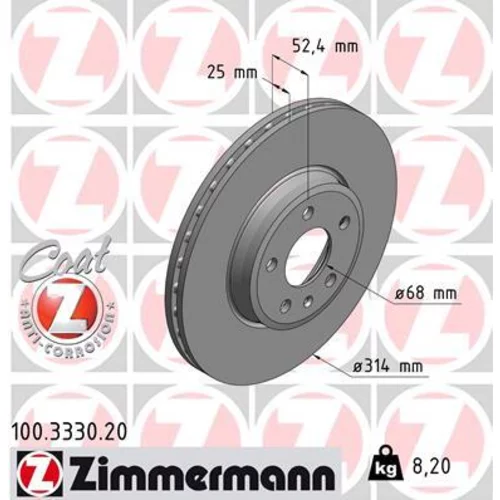 Brzdový kotúč ZIMMERMANN 100.3330.20