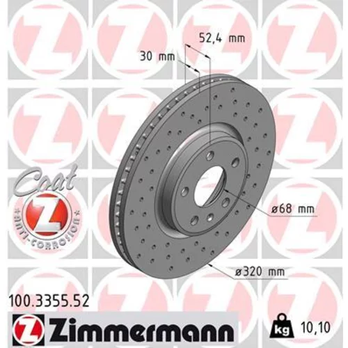 Brzdový kotúč ZIMMERMANN 100.3355.52